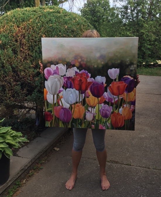 TULIP TAPESTRY - Oil,, 36x36