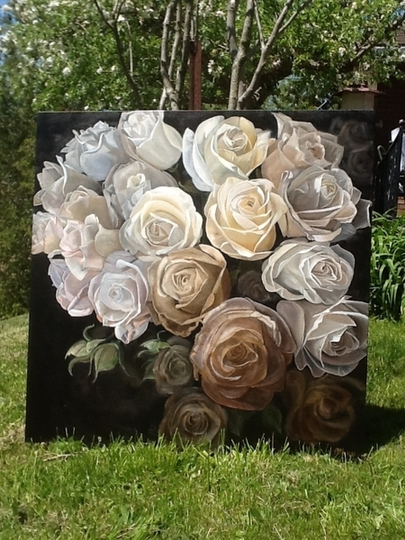 Moody Blooms, Oil, 36x36