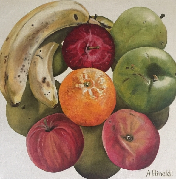 Tutti Frutti Mini, Oil, 12x12 $275, Comes with white frame, Summer & Grace Gallery